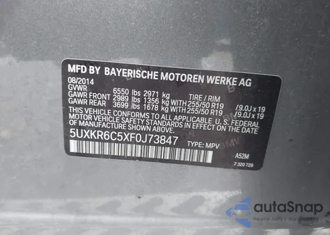 2015 BMW X5 xDrive50I from USA, damaged, VIN 5UXKR6C5XF0J73847